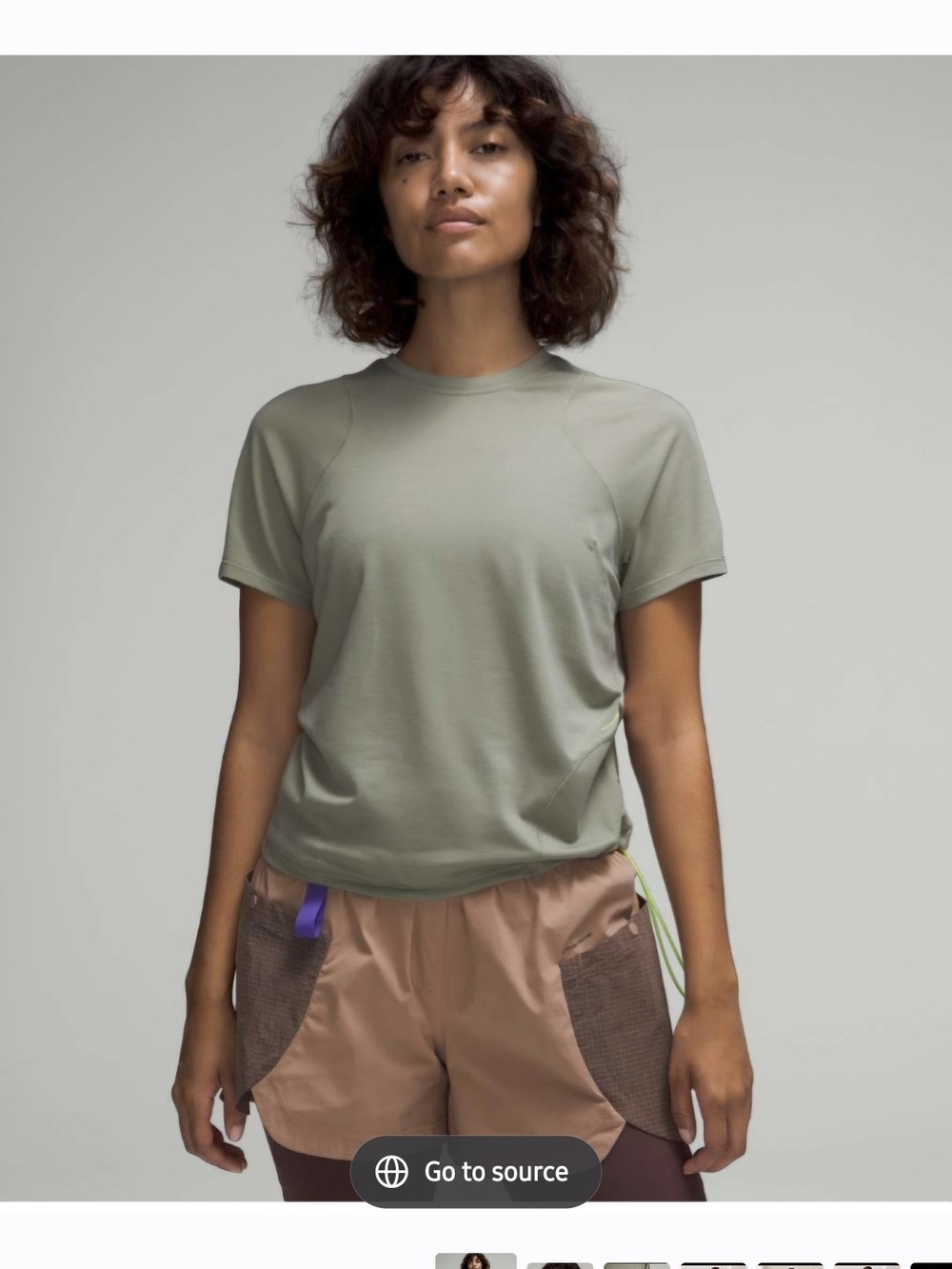 Lululemon Hiking Tshirt Size 8 Women’s Light Olive Short-Sleeve Tee